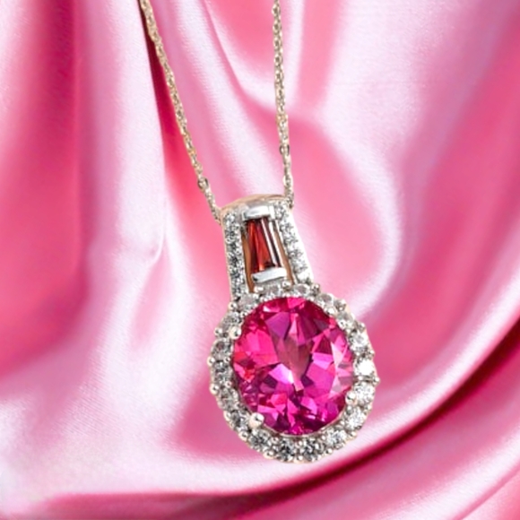 NWT PINK MYSTIC TOPAZ & MULTIGEMSTONE NECKLACE PLATINUM OVER STERLING SILVER - Picture 10 of 12